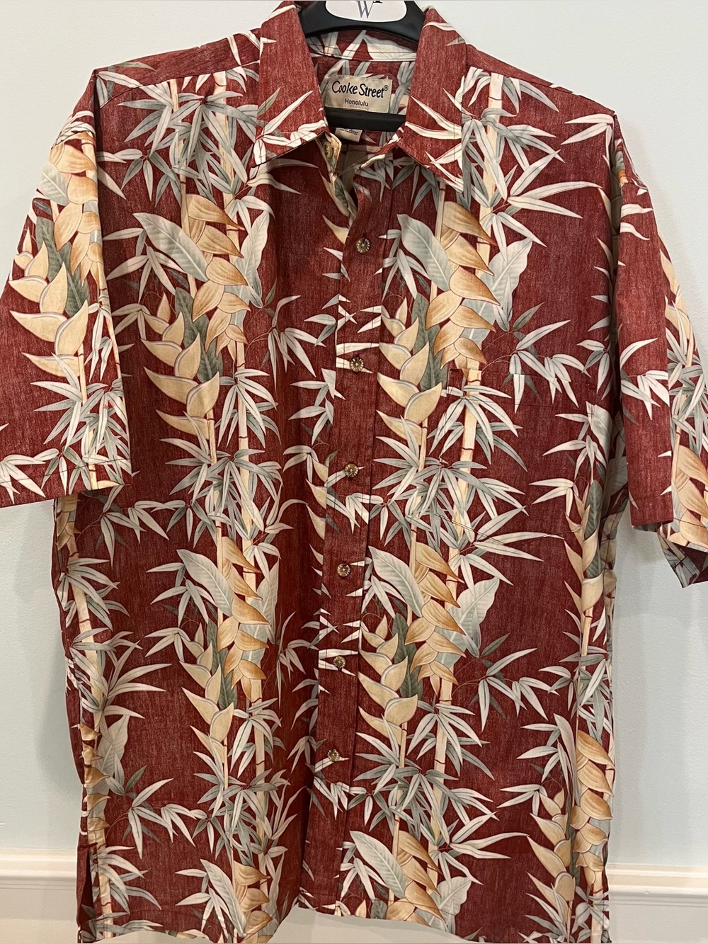 Cooke Street Honolulu Red/Gold Bamboo Short Sleeve Hawaiian Shirt - Size 2XL
